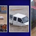 Çareyi yatakta buldu! Trabzon’da göle dönen sokakta ilginç görüntü: Arabaya biner gibi bindi… Araçlar mahsur kaldı, evleri su bastı